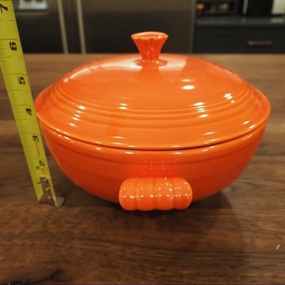 Vintage Fiesta red radioactive covered casserole